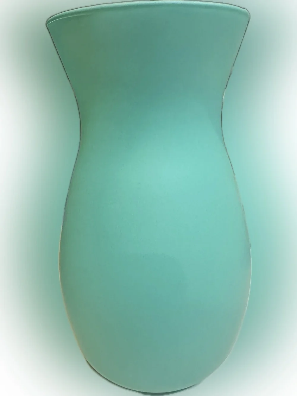 PAINTED GLASS TURQUOISE VASE CONTAINER FLOWERS STORAGE PARTY WEDDING DECOR 10.5”